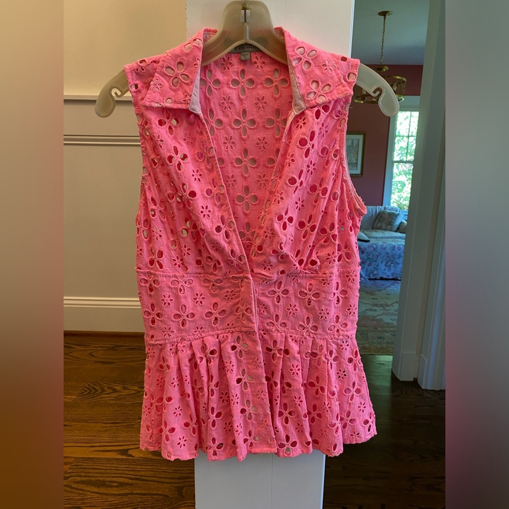 Guess eyelet embroidered Barbie pink summer top size XS